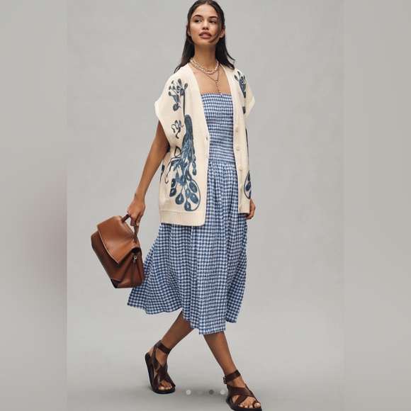 Anthropologie Maeve V-Neck Peacock Sweater Vest, SMALL NWOT - Picture 2 of 7